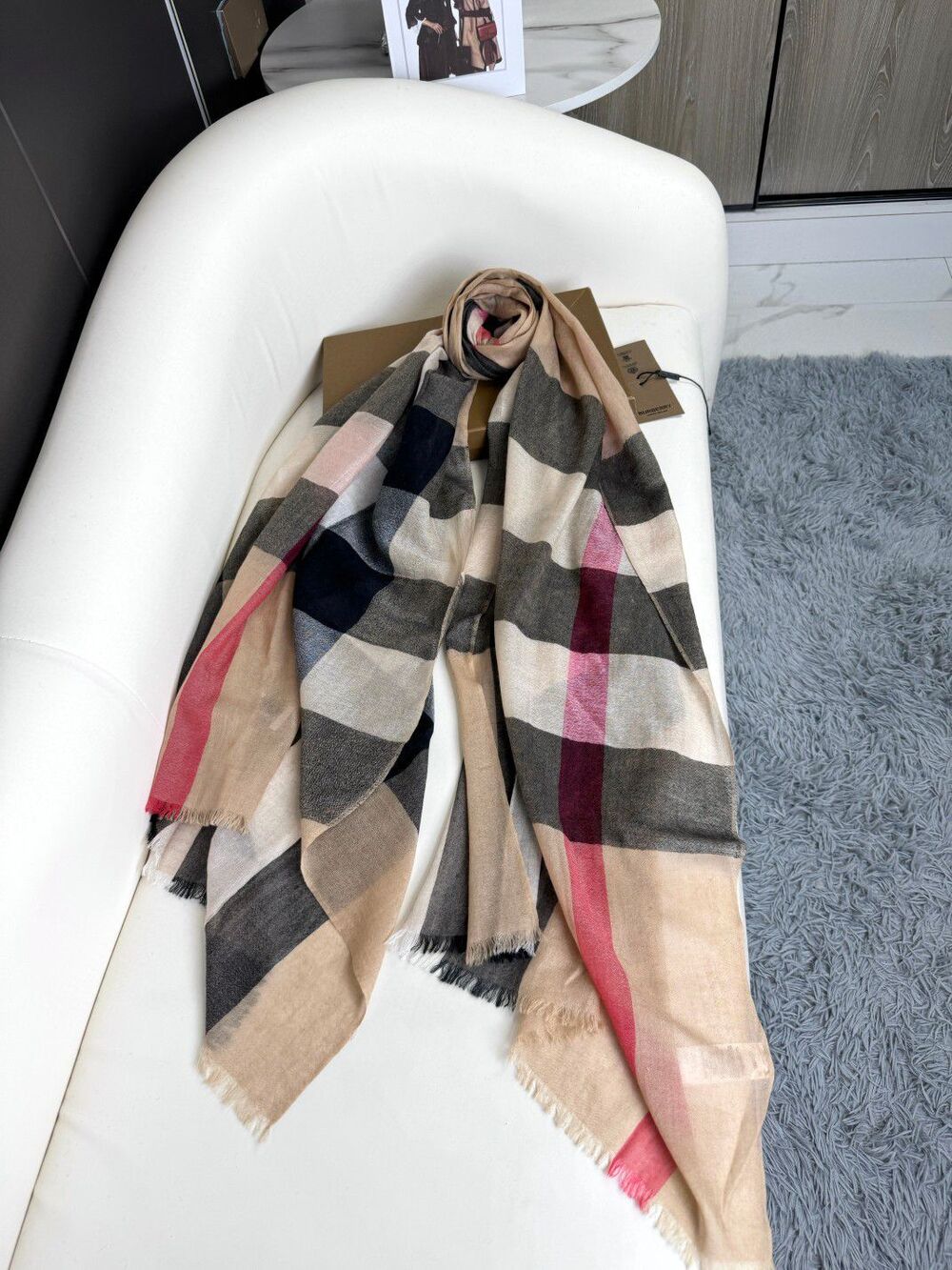 Burberry Lightweight Check Wool Scarf
